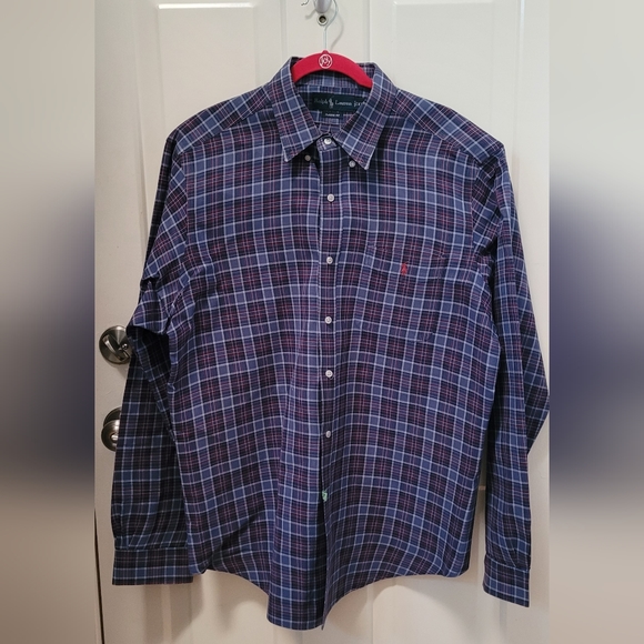 Ralph Lauren Other - Ralph Lauren Men XL Classic Fit Plaid Blue and Maroon Long Sleeves Button Down